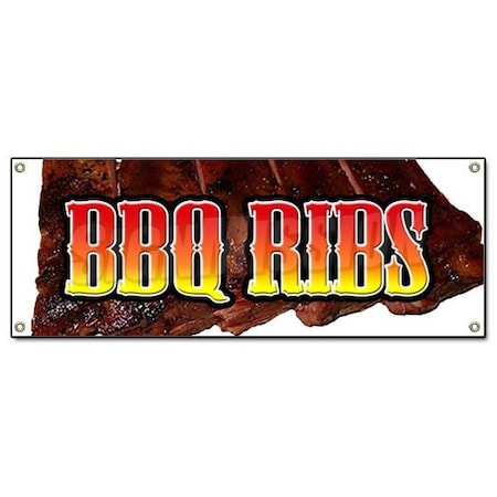 BBQ RIBS BANNER SIGN Barbque Bar-b-q Bbq Pork Smoked Southern Texas Beef
